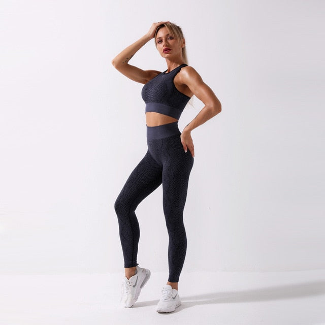 Yoga Trendy Seamless Leopard Print Wideband Waist Sports Leggings